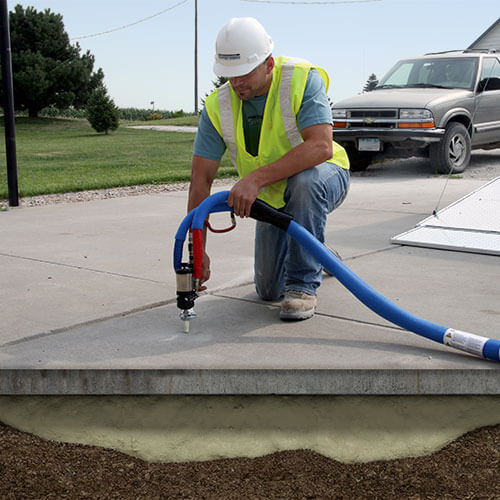 PolyLevel step 3: injecting polyurethane