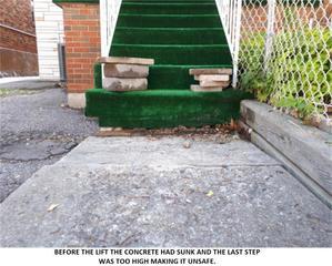 Large Step Caused Trip Hazard, Toronto, ON