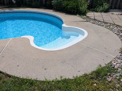 Thornhill inground pool deck after polyurethane concrete leveling and joint sealing